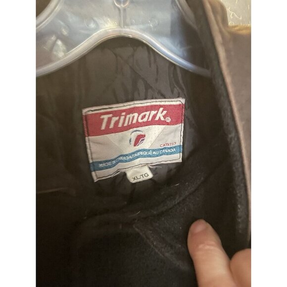 Trimark Black Brown Varsity Jacket Vintage Men's Size Large Jacket Coat - Picture 2 of 4
